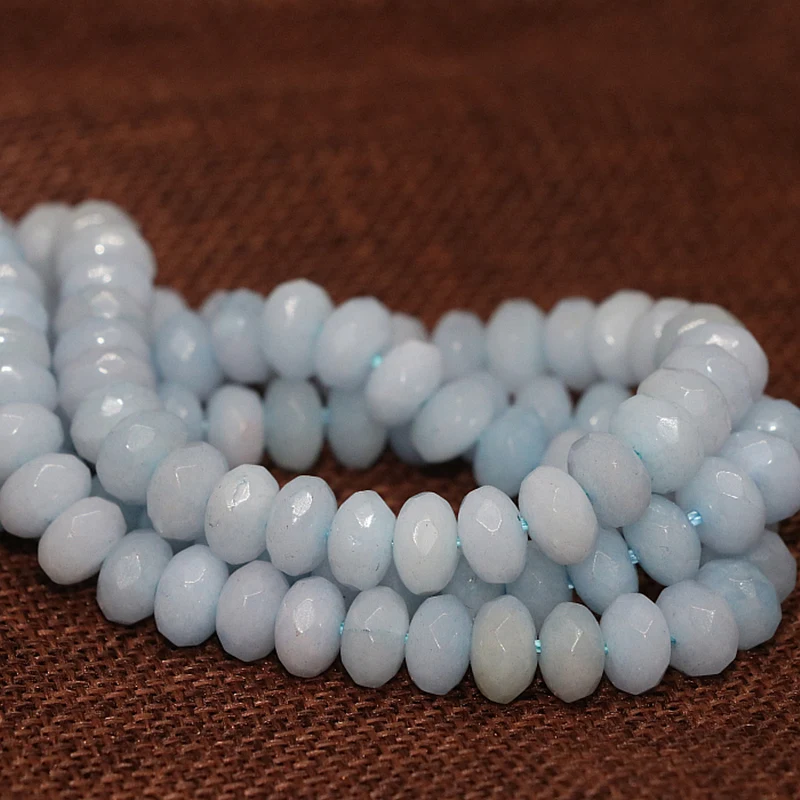 Небесно-голубой камень из натурального камня 5*8 мм граненый abacus rondelle chalcedony