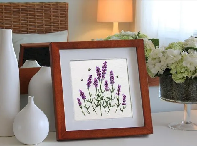 Цветок лаванды лента вышивка комплект завод живопись часы картина DIY needlewor ручной