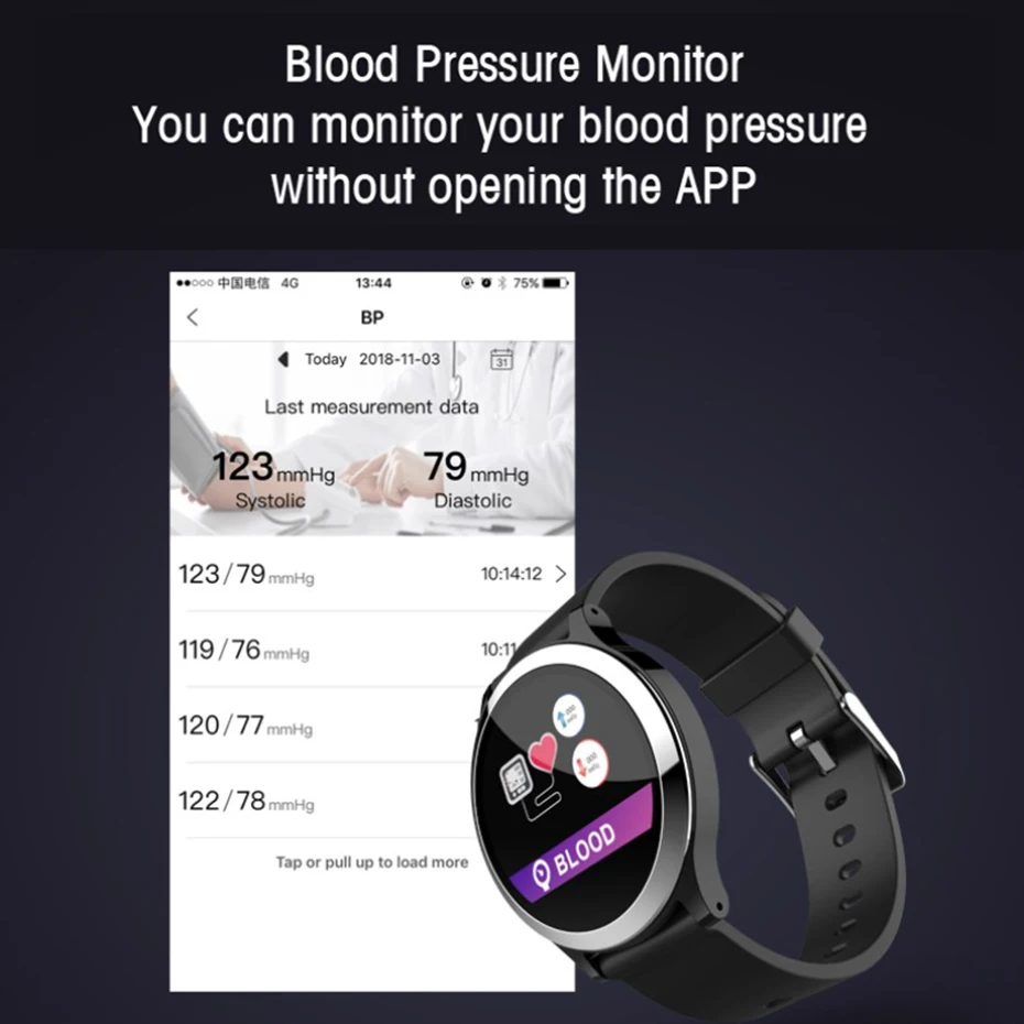 Сенсорный экран Bluetooth 4 0 Смарт часы ECG PPG монитор сердечного ритма IP67