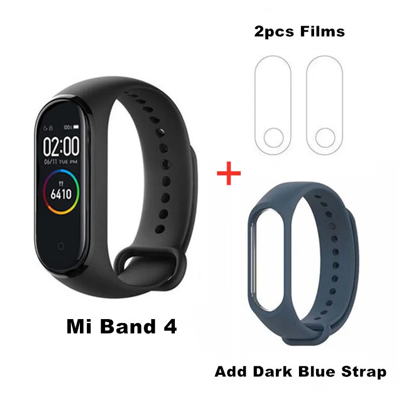 Xiaomi Mi-браслет 4 NFC смарт-браслет 0,95 дюймов AMOLED 120X240 полноцветный экран Bluetooth 5,0 браслет 50 м водонепроницаемый смарт-браслет - Цвет: Add Drak Blue Films