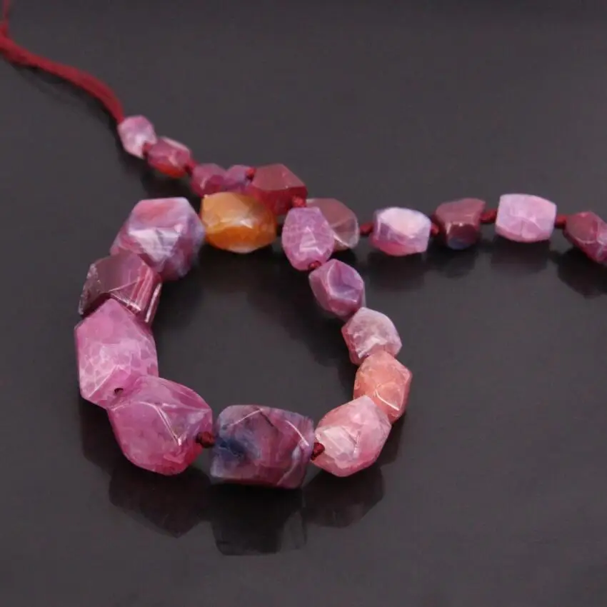 15." /strand Дракон вены Агаты Drusy Граненый Самородок кулон Бусины, натуральный onxy вырезать самородок окончил Ожерелья для мужчин Jewelry Талисманы