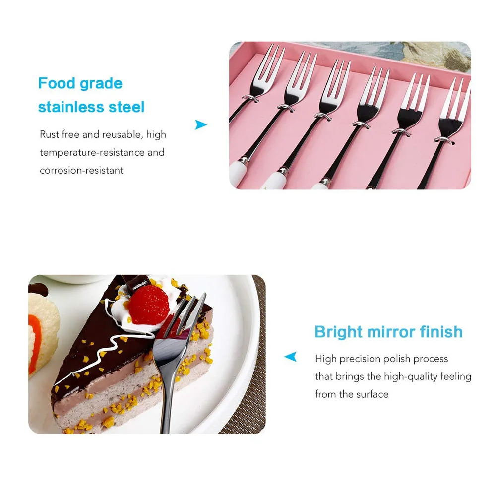6 шт. набор вилок для десертов из нержавеющей стали столовые приборы керамических