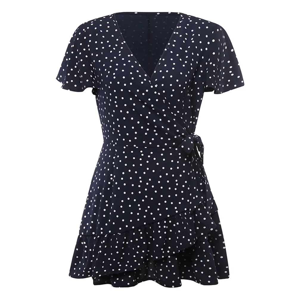 Женское мини платье Повседневное в горошек с цветочным принтом треугольным