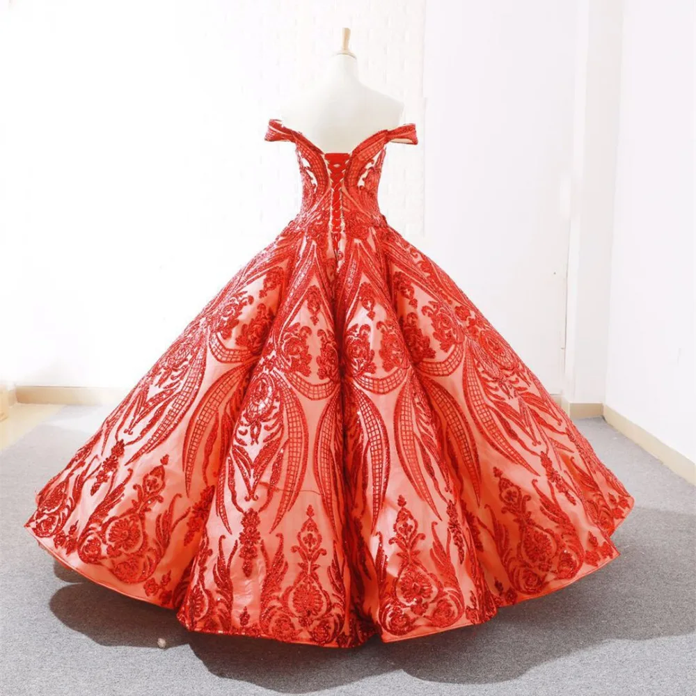 JaneVini Sparkly Sequined Wedding Dresses 2019 Saudi Arabia Puffy Ball Gowns Luxury Arabic Bridal Gowns Plus Size Gaun Pengantin