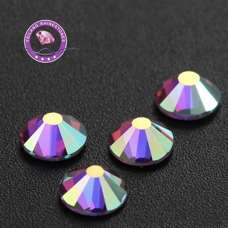 Feilang A++ SS6-SS30 Crystal AB Hotfix Rhinestone Flatback Iron On Hot Fix Strass For Clothes Shoes Bags DIY Design 1440pcs | Дом и сад