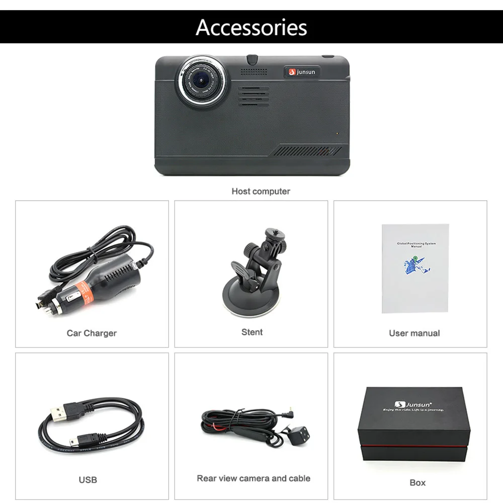 Junsun 7 &quotавтомобильный видеорегистратор Камера android gps навигация Full HD 1080 P с двумя