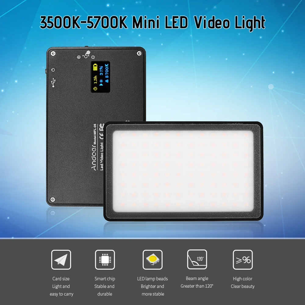 Andoer MFL-05 96 шт. Светодиодная лампа для видеосъемки фото освещение камеры 3500K-5700K
