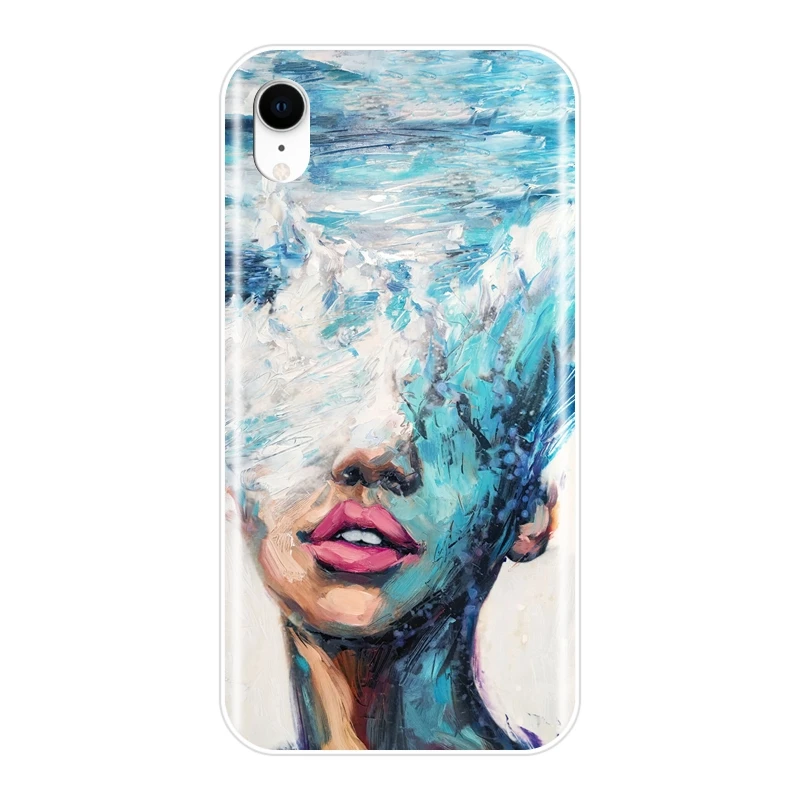 Задняя крышка для Apple iPhone 6 S 7 8 X XR XS Max Art Girl абстрактный силиконовый мягкий чехол Plus