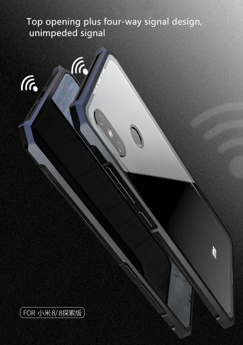 Xiaomi Mi8 pro Bumper Case Funda Mi 8 metal frame tempered glass clear Back cover for m8 |