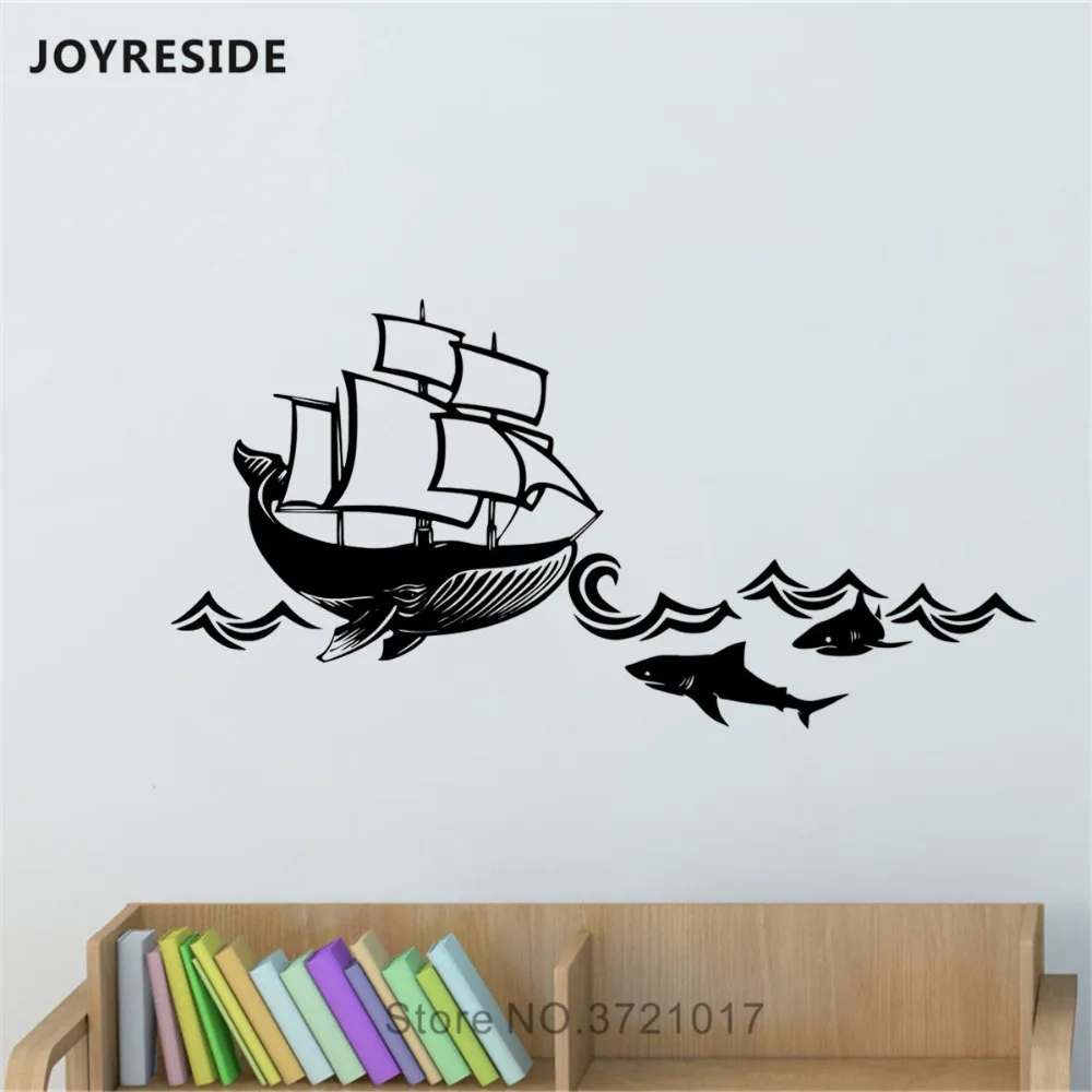 Joyestebe рыба корабль морской пират наклейка на стену кораблик узор настенная