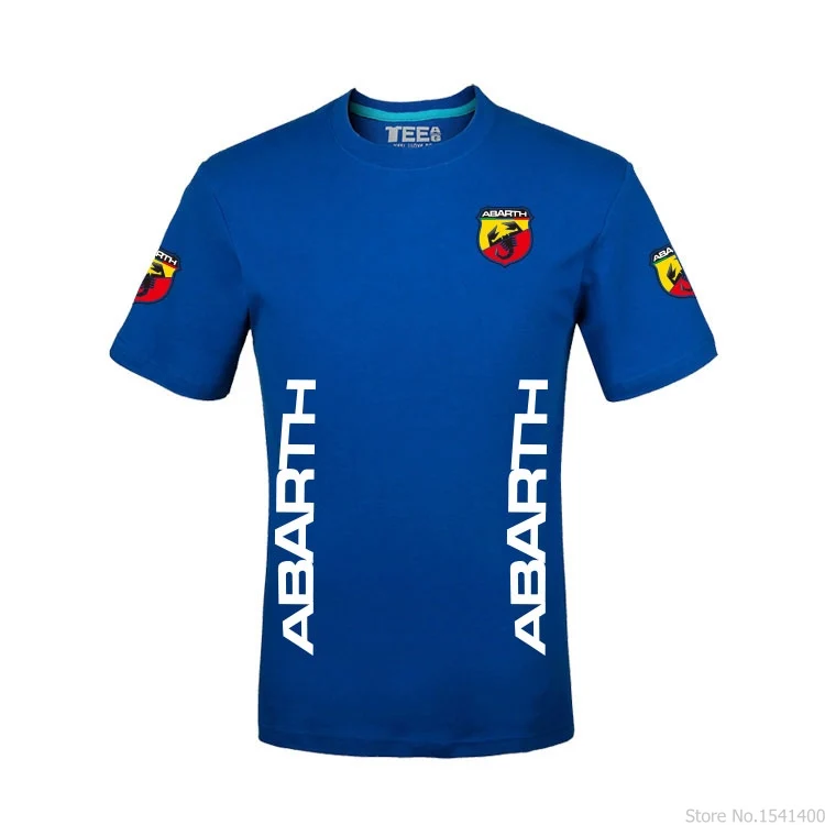 Новая летняя мужская и женская футболка ABARTH, однотонные топы, Повседневная футболка - Цвет: Синий