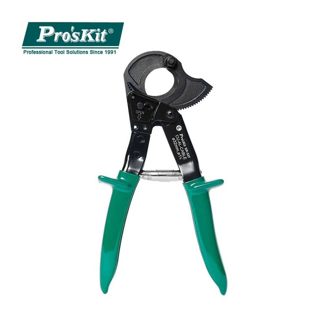 

SR-537 Pro'sKit Industrial-Grade Coaxial Cable Wire Cutters Portable Ratchet Electrical Wire Cable Cutters Cutting Nipper