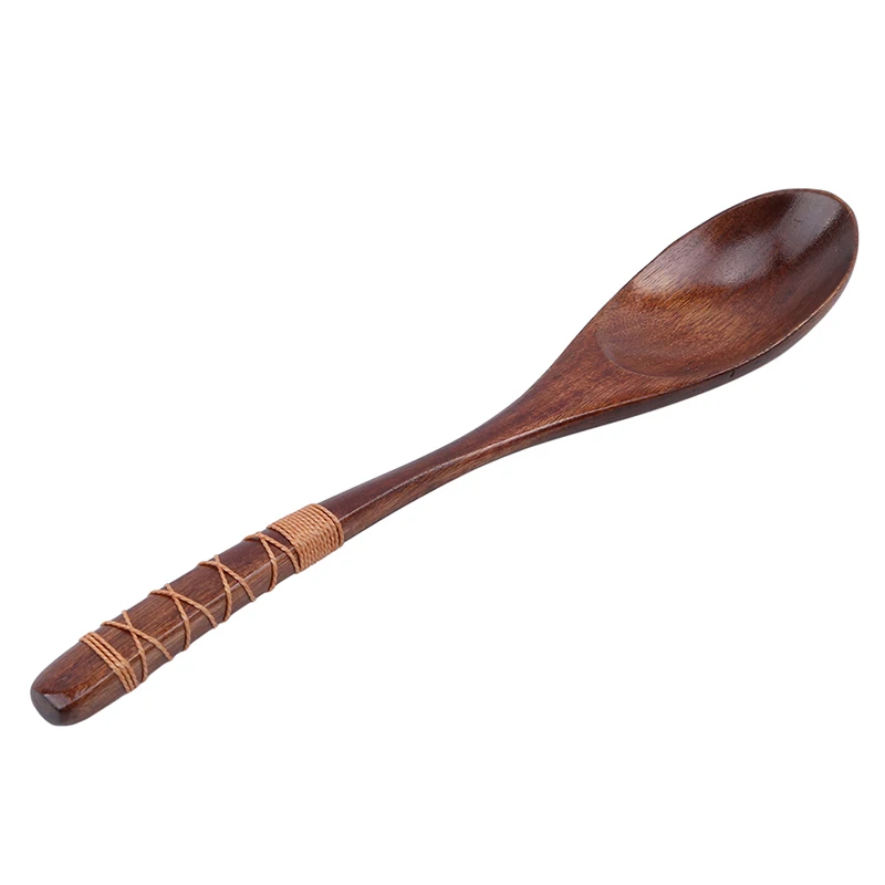 

2021 Simple Style Wrapped Wire Spoon Long Flat Curved Handle Exquisite Wrapped Eco-friendly Wooden spoon Anti-slip Spoon