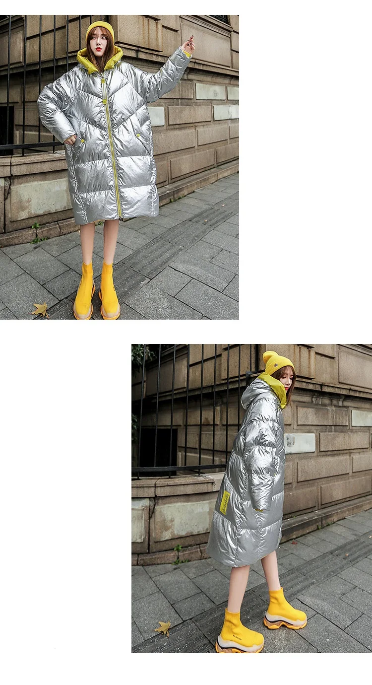 Oversized Down Jacket Coat Women Winter Down Cotton Coats Female Hooded Warm Cotton-padded Parkas Coat New Womens Loose Overcoat