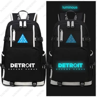 hot game detroit become human backpack cosplay canvas bag luminous schoolbag travel bags