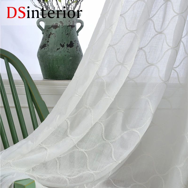 DSinterior белый цвет тюль с вышивкой | Дом и сад