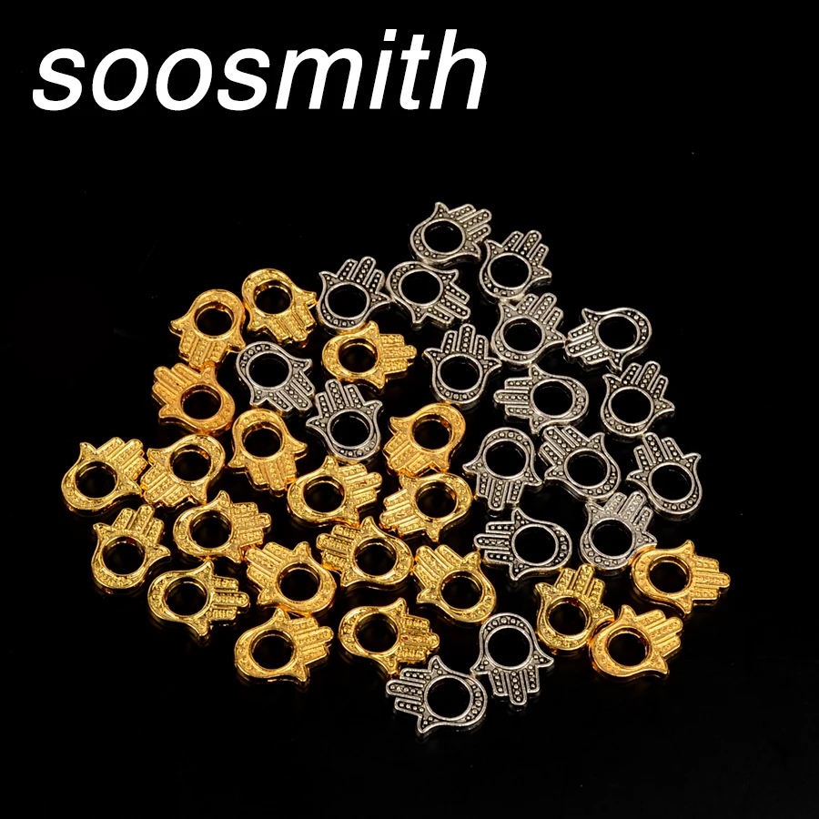 

Soosmith античные серебряные и золотые Фатимы Хамса ручной формы разделительные бусины 13x15 мм для изготовления ювелирных изделий фурнитура «сд...
