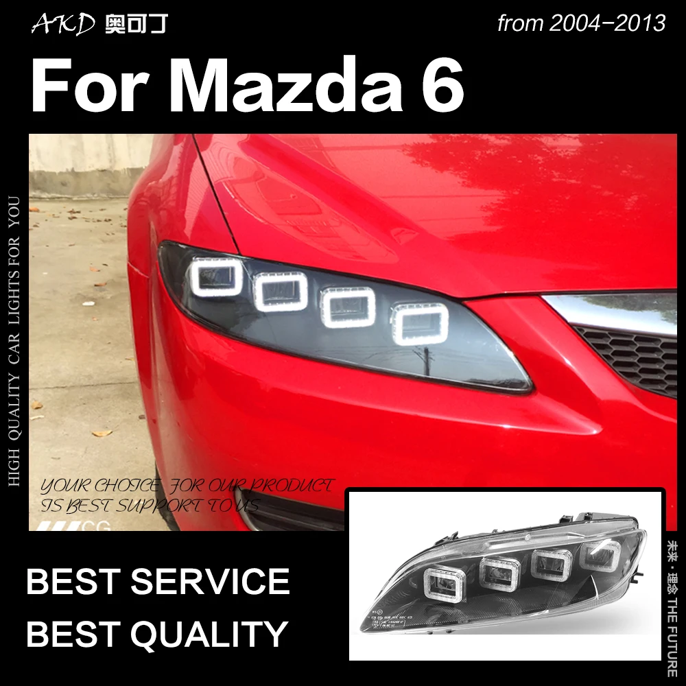 АКД стайлинга автомобилей фара для Mazda 6 фары 2004-2012 Mazda6 все светодиодный задний фонарь светодиодный DRL динамический сигнала Ангел глаз аксессуары