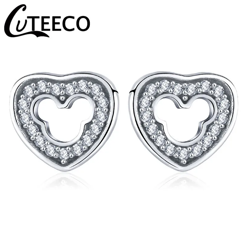 CUTEECO Роскошные циркониевые серьги-гвоздики с Микки и Минни, Кристальные брендовые серьги для женщин, детей, девочек, модные ювелирные изделия, подарок - Окраска металла: AE108