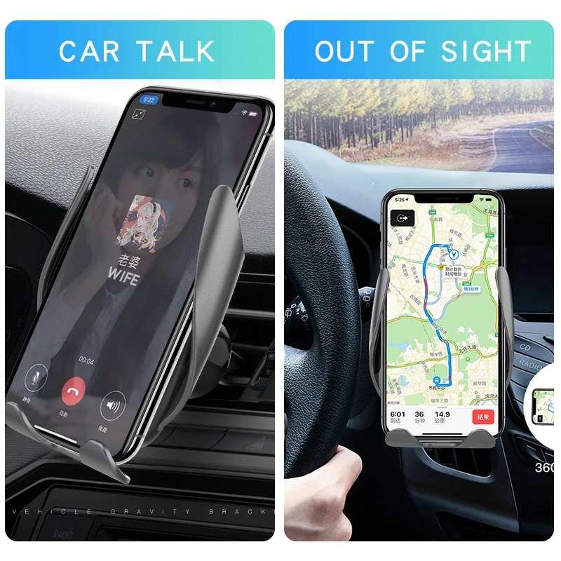 Гравитационный Автомобильный держатель для телефона iPhone X Samsung S10 Air outlet/Mesa в