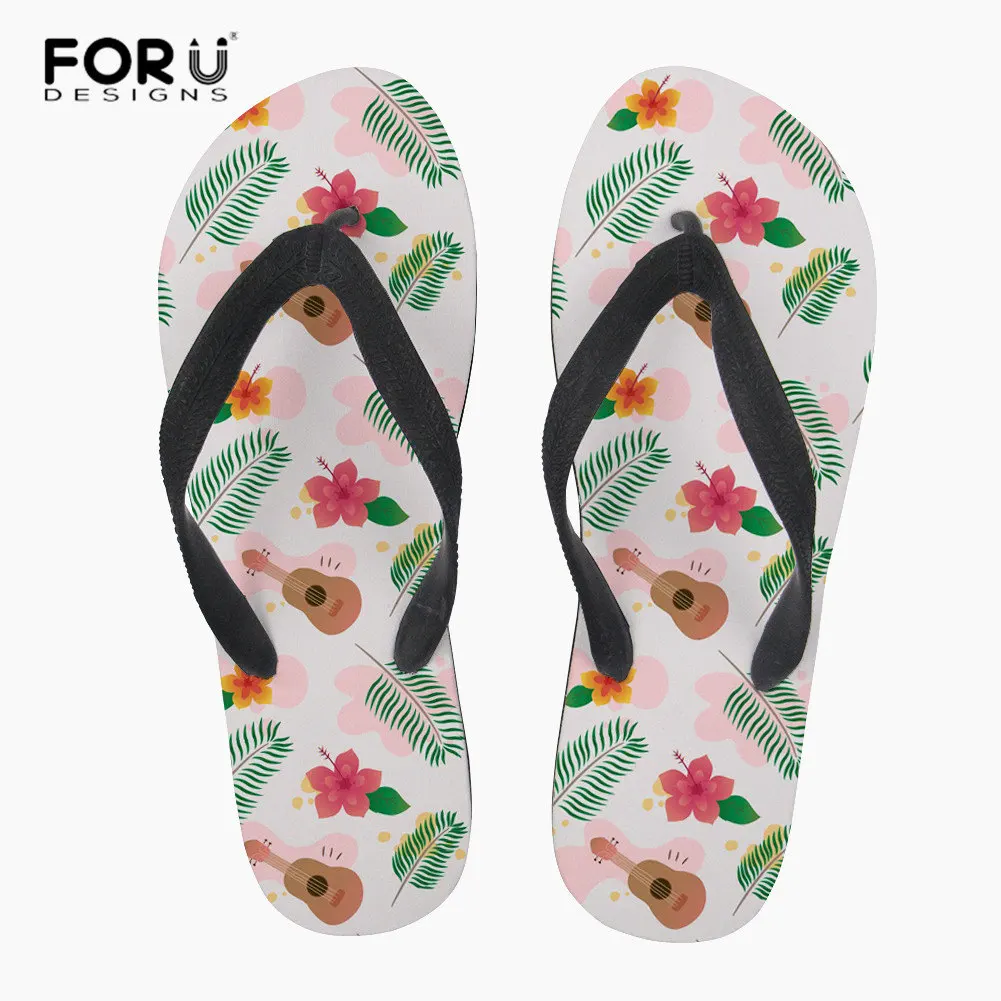 L3827AB FORUDESIGNS/летние пляжные шлепанцы; женские вьетнамки на плоской подошве с цветочным принтом в гавайском стиле; повседневные резиновые Вьетнамки для девочек-подростков; pantufa - Цвет: L3827AB