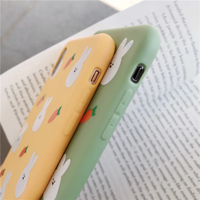 Милый чехол для телефона с кроликом iphone xs Max xr x рисунком морковки задняя крышка 8 7