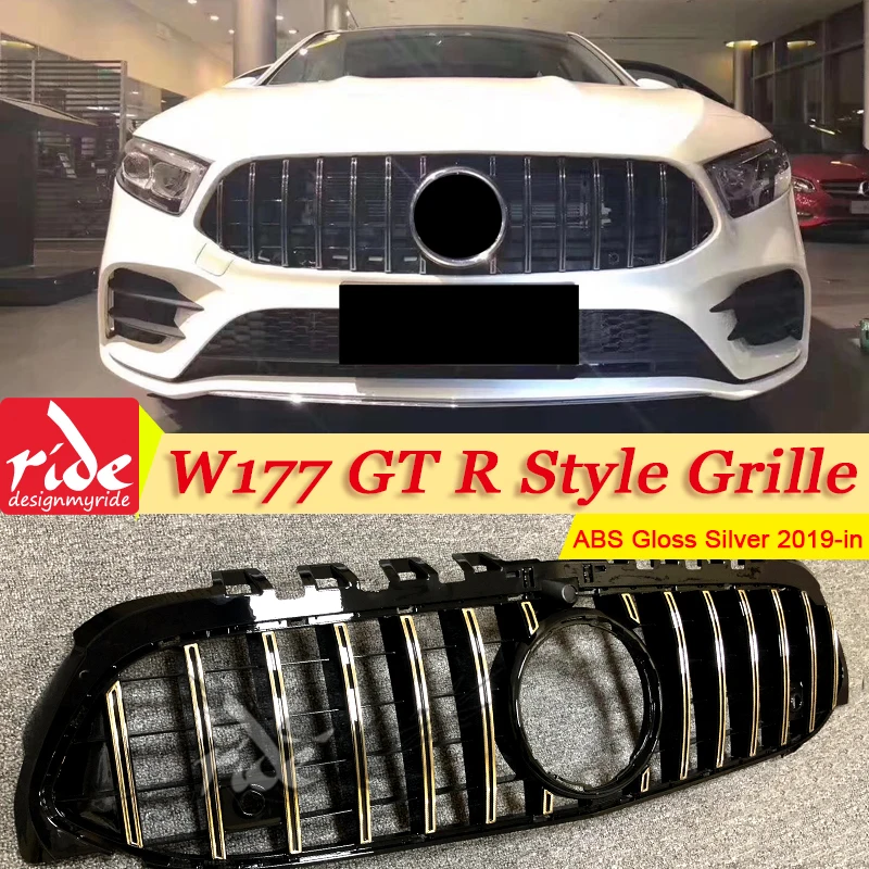 W177 GT R Стиль передний гриль ABS серебро с камерой A Class A250 A200 A180 A45 Спорт без эмблемы