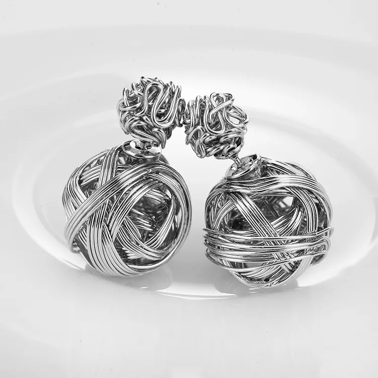 Liffly Boho Jewelry Personality Round Earrings Woven Clip Simple Double Sided Women Accessories | Украшения и аксессуары