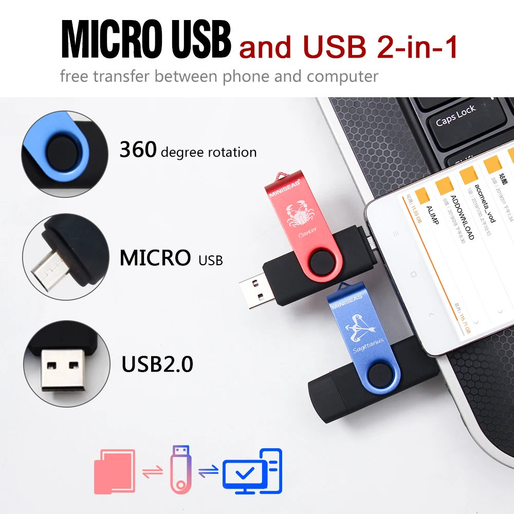 Miniseas 12 созвездий USB флеш-накопитель OTG 128 Гб 64 cle usb 32 ГБ Флешка 16 8 4 2 0 карта памяти |