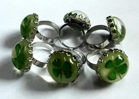 12 pcs fashion real shamrock jewelry four leaf clover glow finger ring jewelry