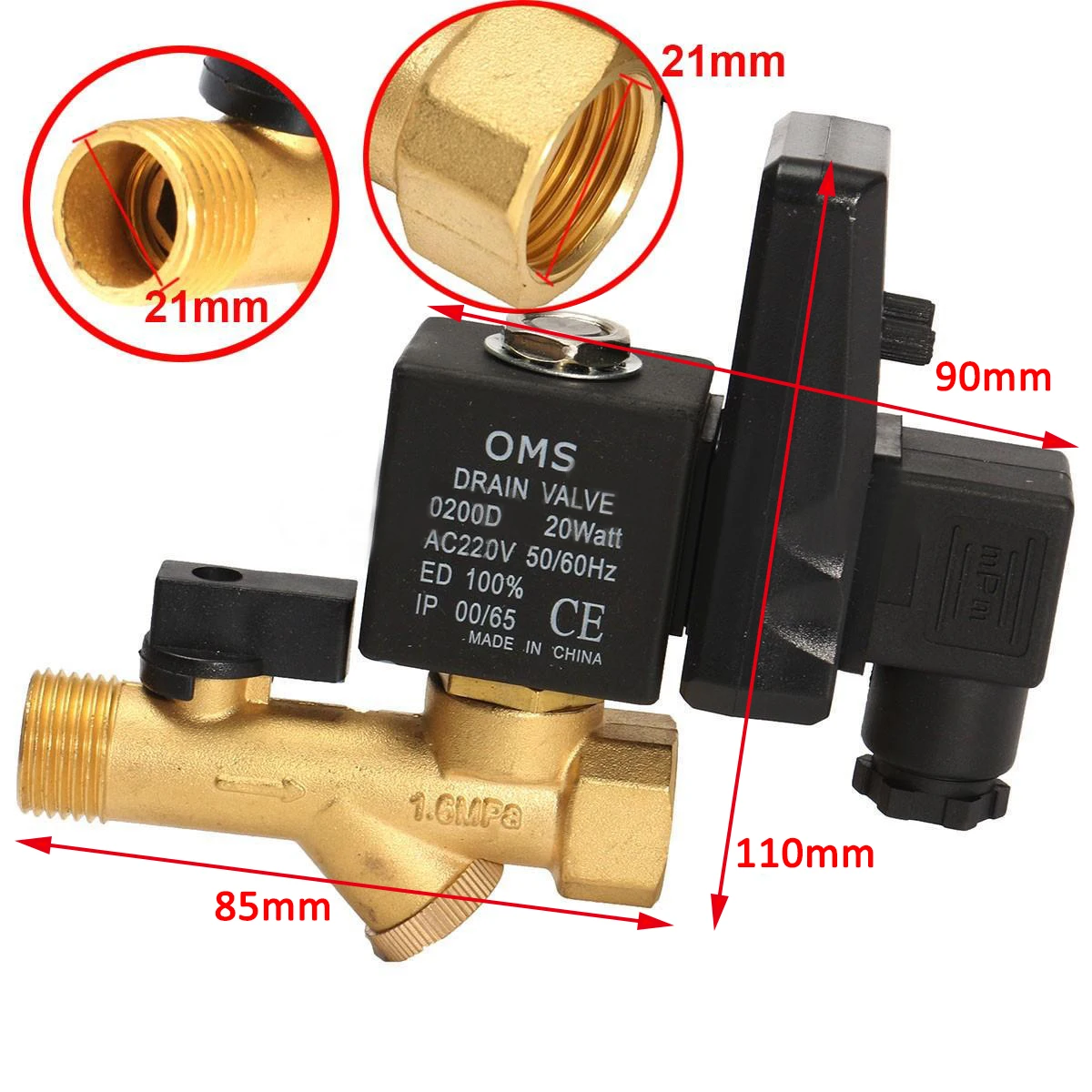 1 шт. G1/2 &quotэлектронный сливной клапан 1.6Mpa AC110V/220V воздушный компрессор газовый бак