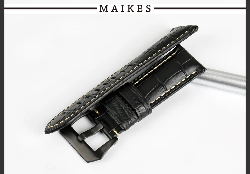 MAIKES 22 24 26 дизайн ремешок для часов черный коричневый синий телячья кожа ремешок для часов аксессуары для часов Ремешок для часов Panerai