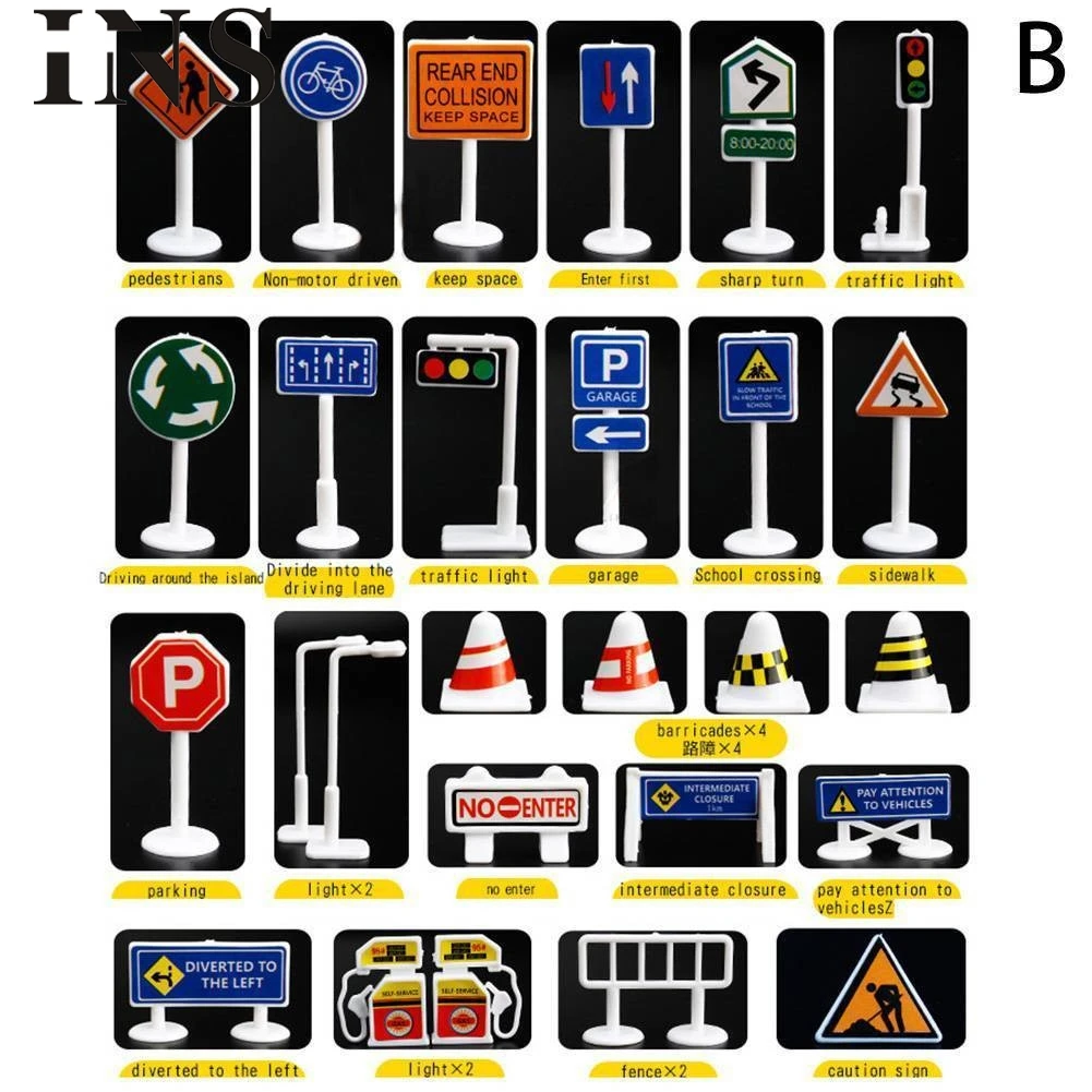 28 шт. автомобильные игрушечные аксессуары Дорожные знаки детские игровые