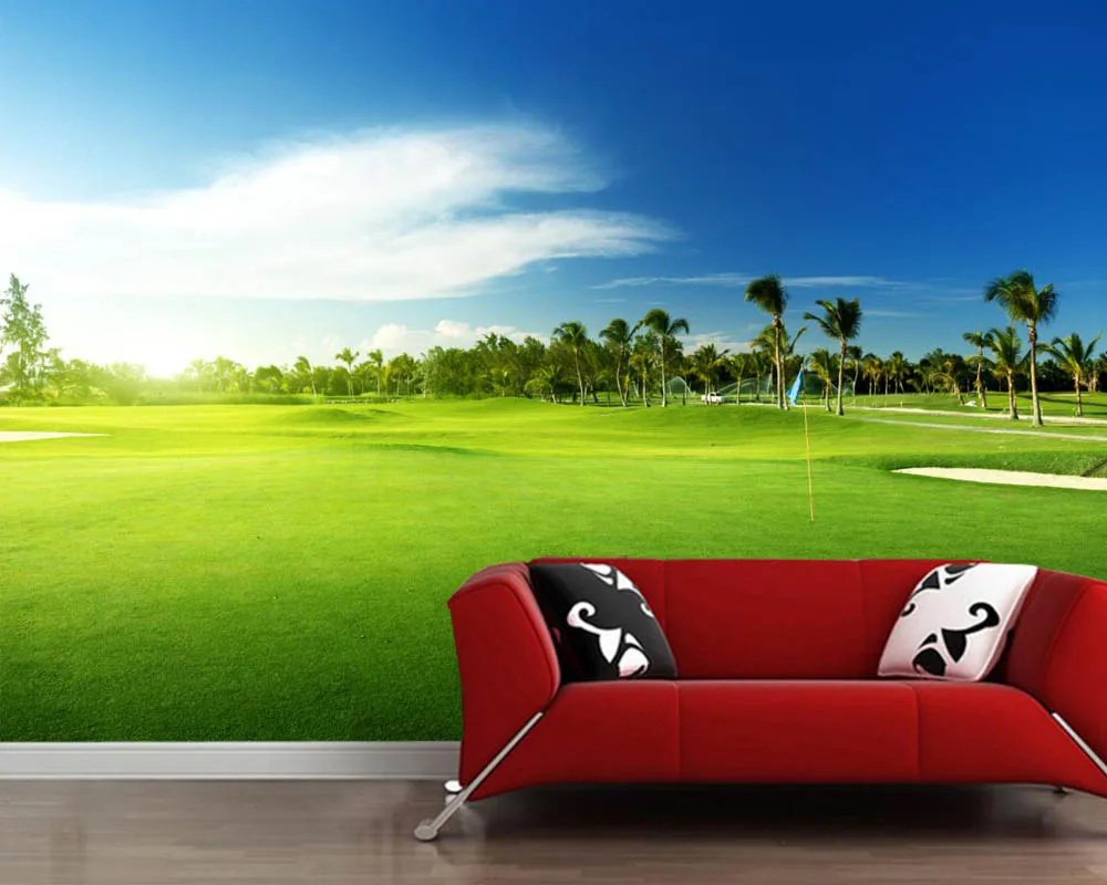 

apel de pared Sky GPolf lawn palm trees nature photo wallpaper ,living room sofa TV wall bedroom kitchen wall papers home decor