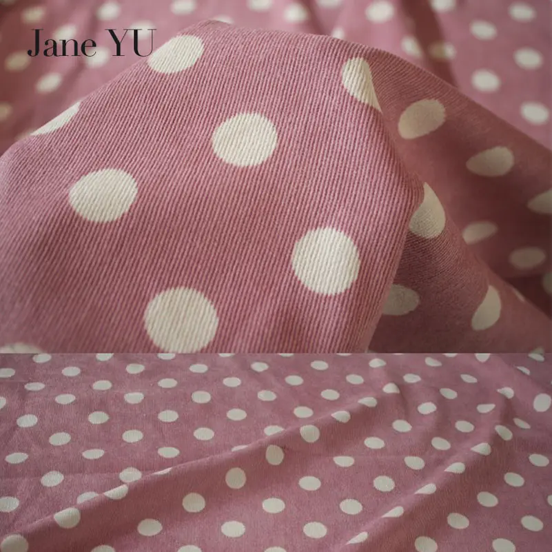 JaneYU Autumn And Winter Fashion Black Bottom Beige Wave Dot Printing Corduroy Cloth Dress Shirt Coat Trousers Garment Fabric | Дом и сад