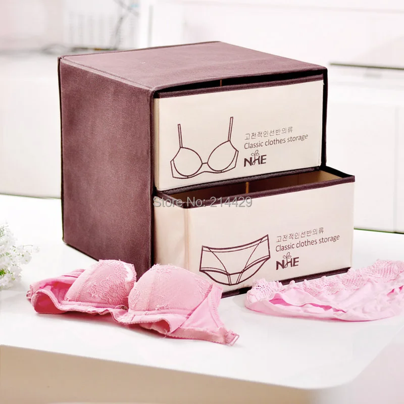 Korean house double drawer storage box Case for underwear socks Bra with covered Clothing Folding Organizer case | Дом и сад