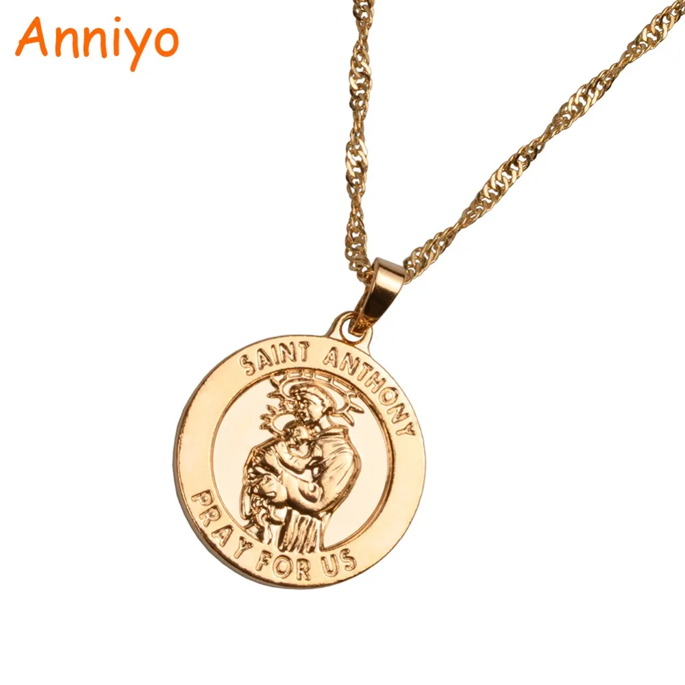 Женское Ожерелье Anniyo Saint Anthony Pray ювелирные изделия амулет подарки #050104|necklaces for