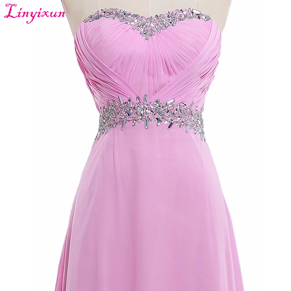 Linyixun настоящая фотография 2017 Vestidos De Fiesta длинные шифоновые складки бисером