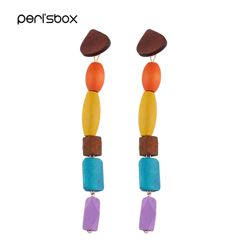 Peri'sBox богемные висячие серьги с множеством камней деревянная Серьга для женщин