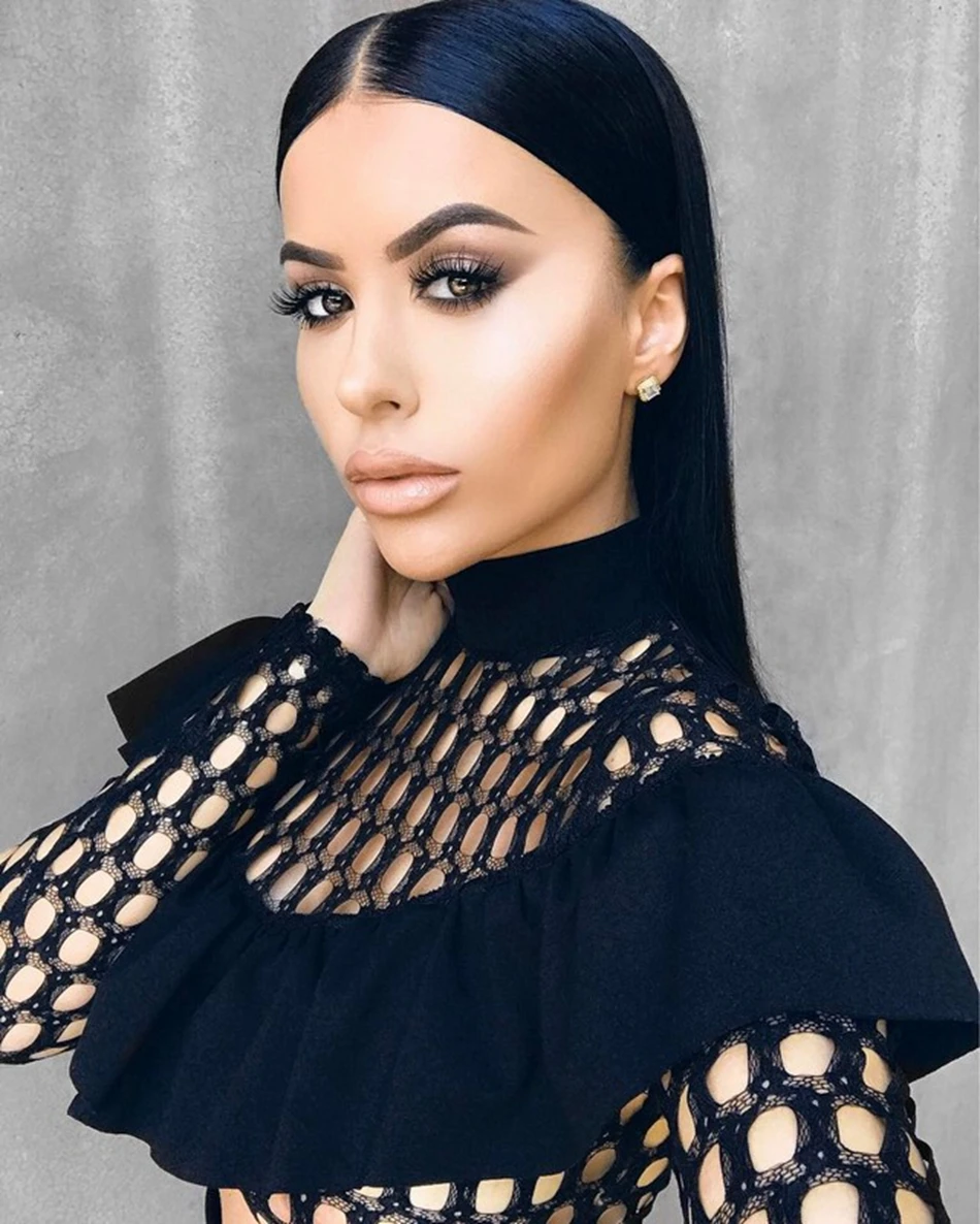 Женское облегающее платье с длинным рукавом черное вырезом и оптовая продажа