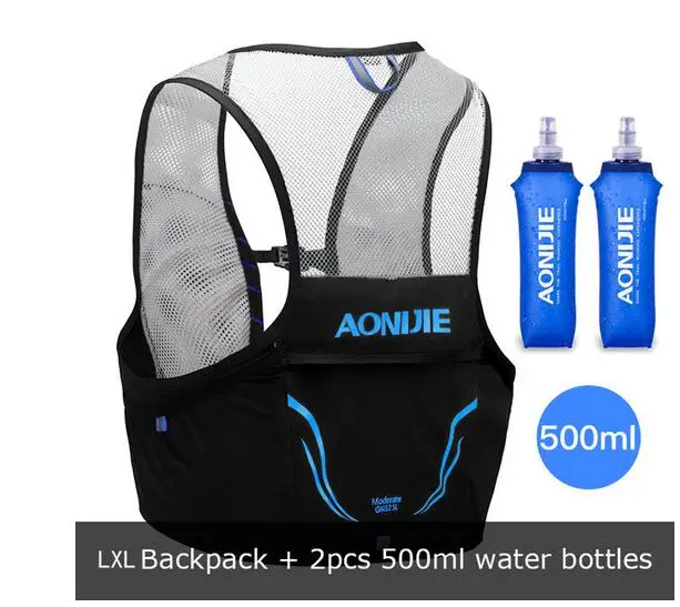 Blue-LXL-500ML AONIJIE легкий дышащий 2.5L рюкзак для бега жилет сумка Велоспорт марафон Портативный Сверхлегкий походный 500 мл мягкая фляга - Цвет: Blue-LXL-500ML
