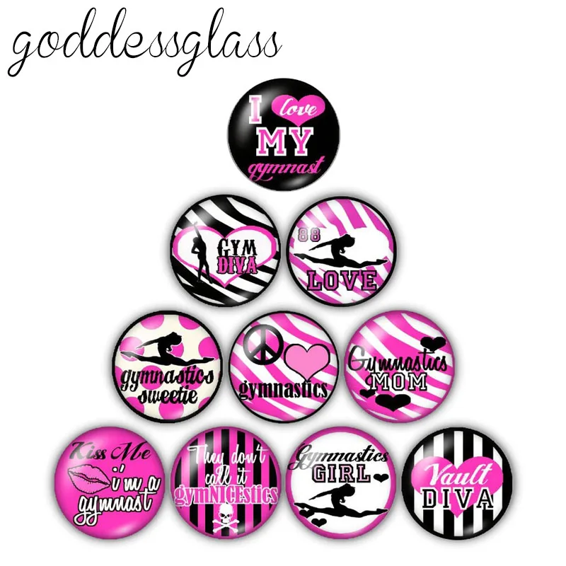 Новая любящая гимнастика Cheer, 10 шт., 12 мм/18 мм/20 мм/25 мм, круглые стеклянные фото Кабошоны, демонстрация плоской спины, фурнитура ZB0496