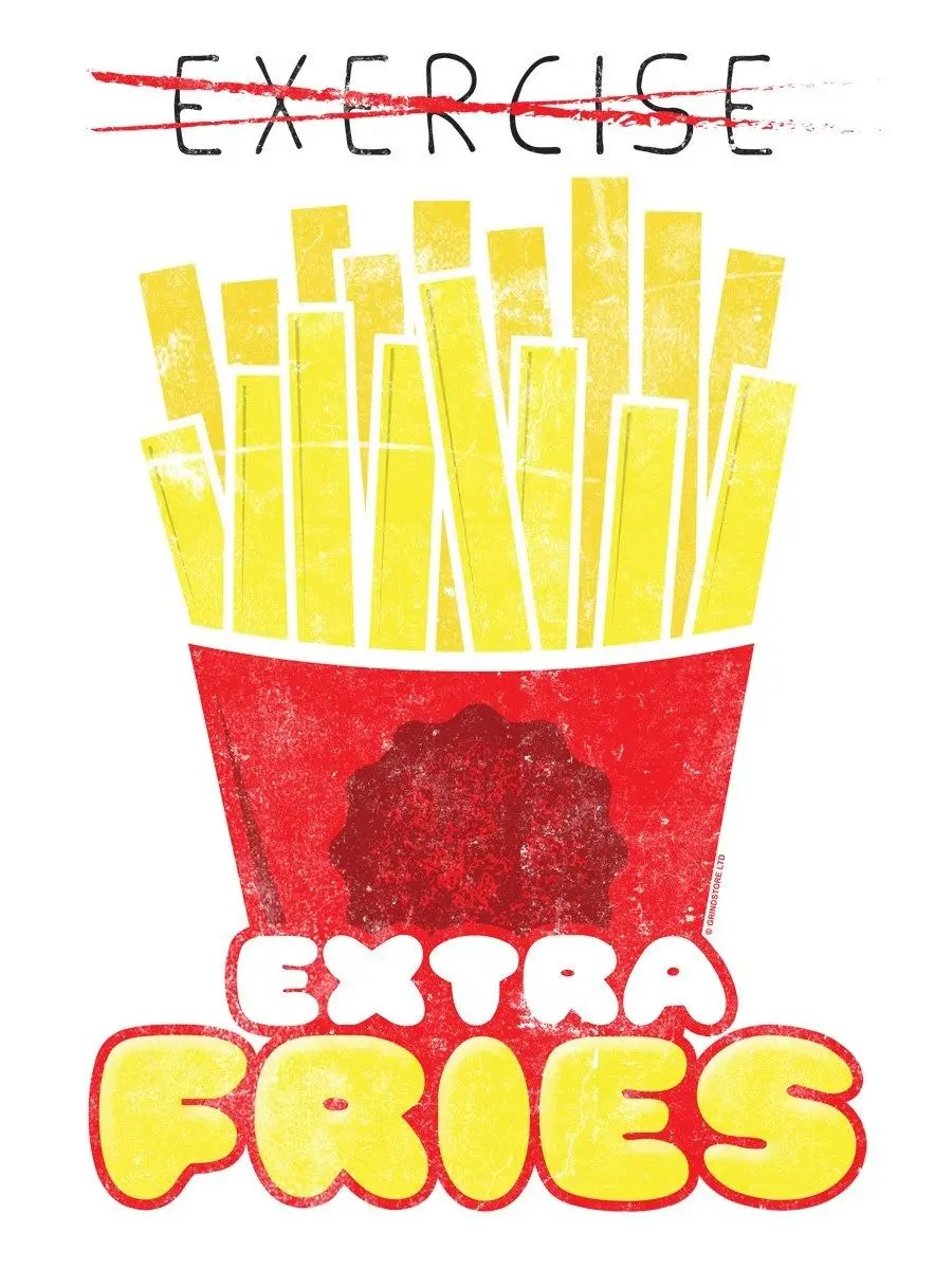 Упражнения Extra Fries Для мужчин белая футболка | Мужская одежда