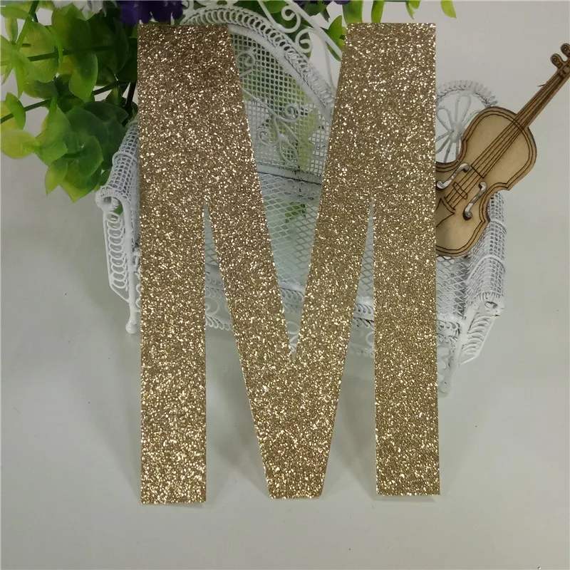 Decorative 5&quot Upper Case Letters M Gold Glitter Paper 1000piece Letter For Banners/Garlands Hanging Birthday Party Decor |