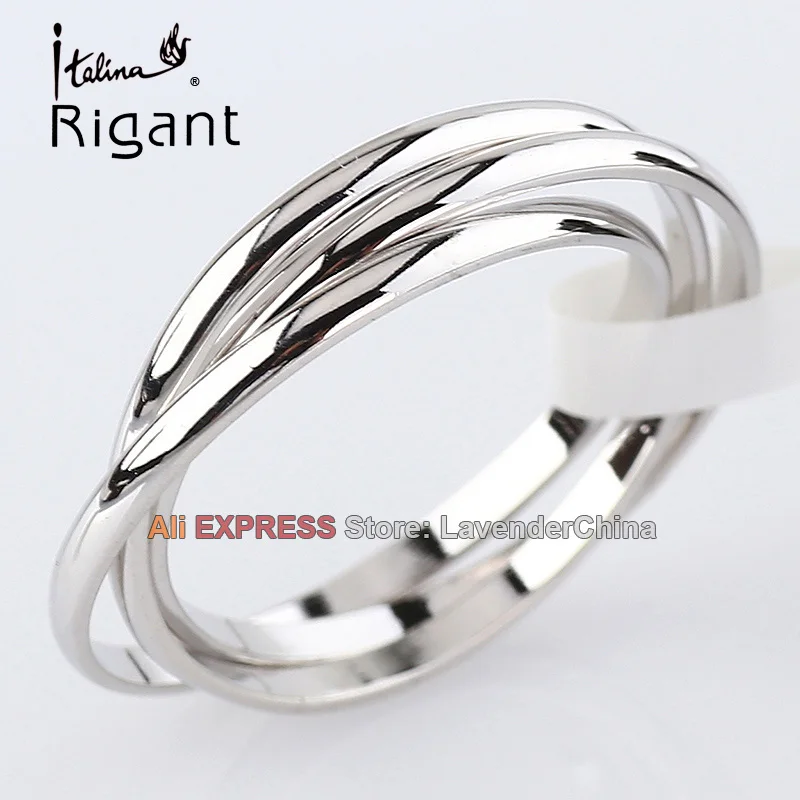 A1-R207 Italina Rigant Мода 1 5 мм Ширина плотная тройной группы Rolling кольцо 18KGP Jewelry Размеры