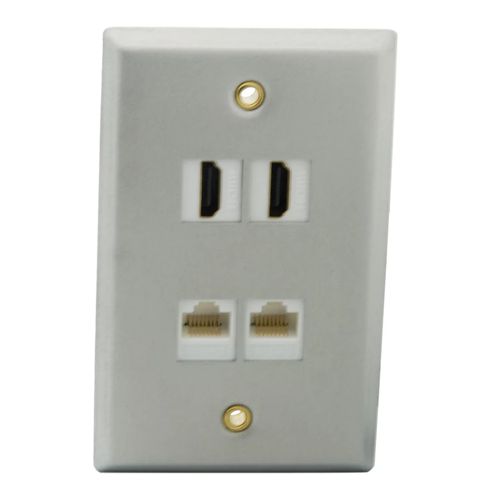 2HDMI 2CAT6 Одноместный твердый стильный алюминиевый металлический 4 порта HDMI USB CAT6 RJ45 F головка RG6 Женский к женскому настенное покрытие лицевой панели - Цвет: 2HDMI 2CAT6