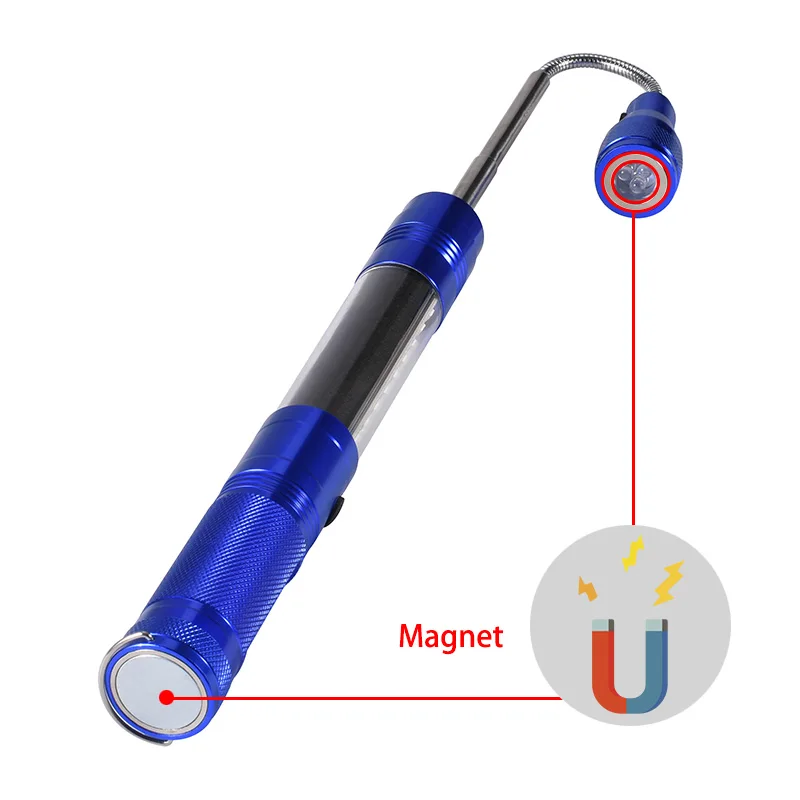 Coba led adjustable flashlight cob work light use 3*AAA battery 4 modes lamp with 2 switch magnetic hook waterproof | Освещение