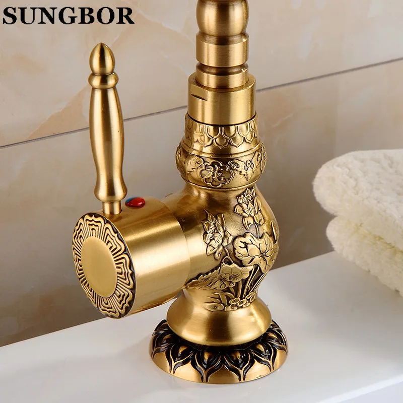 New Arrivel Deck Mounted Single Handle Bathroom Sink Mixer Faucet/ crane/ tap Antique Brass Hot and Cold Water CA-9904 | Обустройство