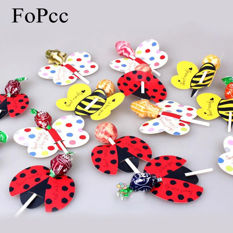 50 шт./компл. милые насекомые пчелы божья коровка бабочка леденец украшение