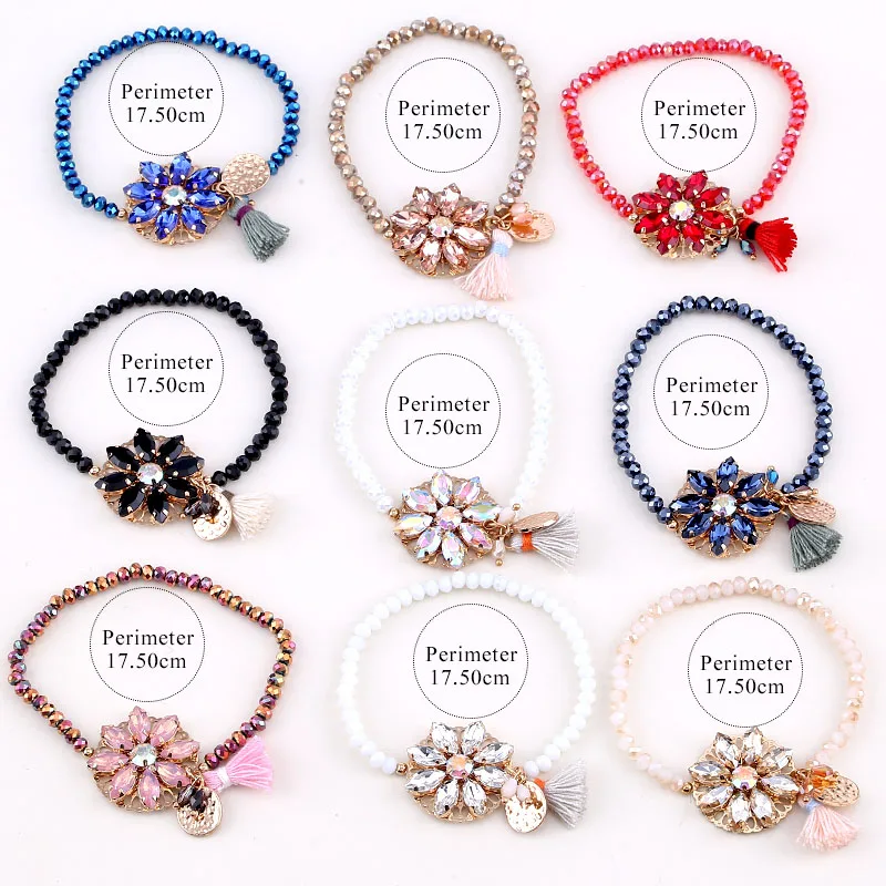Sehuoran Bracelets &amp Bangles For Woman Copper Shell Crystal Bead With Stone Tassel Bohemian Adjustment | Украшения и
